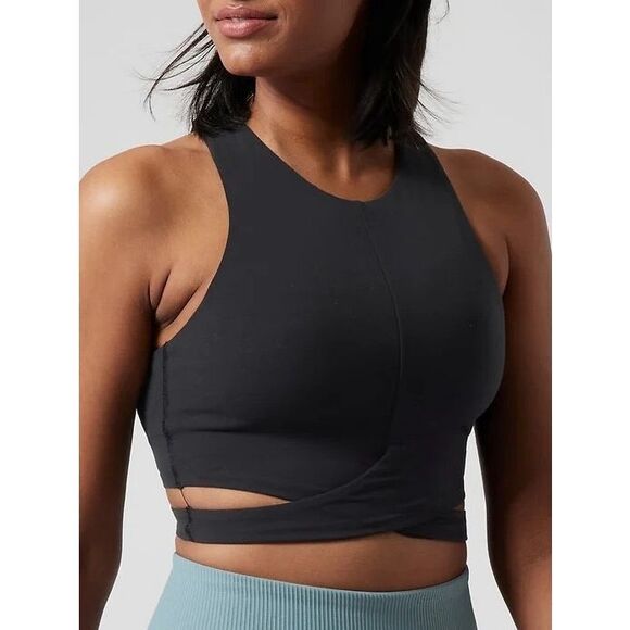 ATHLETA Women’s Black Conscious Cut Out Crop Tank Top Size Medium Style #979797 - Picture 1 of 6